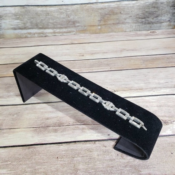 Vtg 20s or 30s art deco clear rhinestone bracelet - Picture 2 of 5